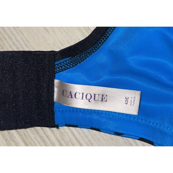 Cacique Lane Bryant Padded Bra Underwire Polka Dot Lace Trim Womens 42C Blue - Picture 6 of 6